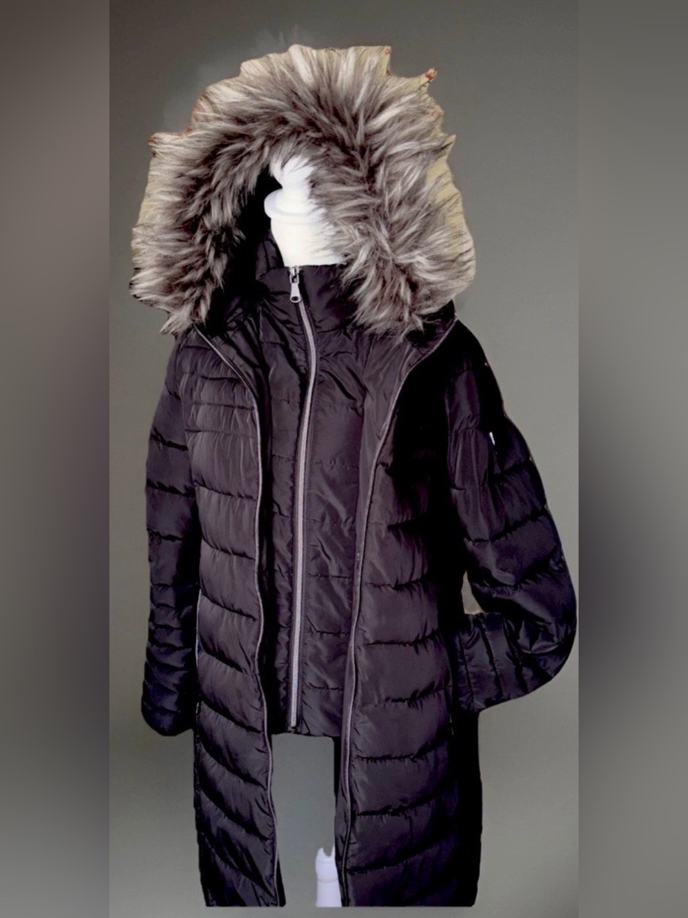 Vince Camuto removable faux fur hooded puffer coat winter parka Black women’s M